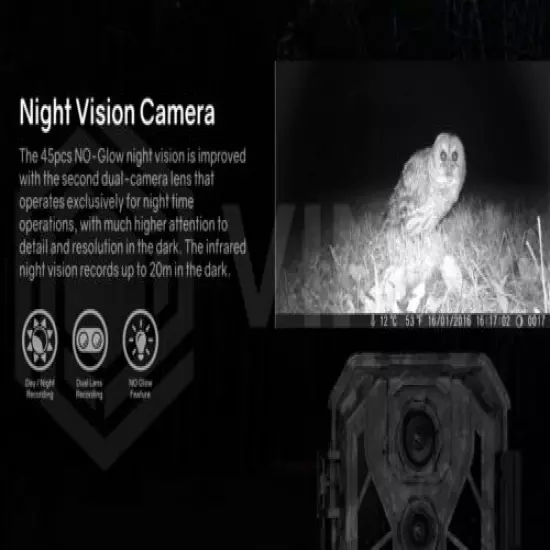 Hunting Outdoors 64GB Dual Trail Camera 32MP UHD 4K IR Night Vision PIR Sensor