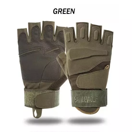 Military Tactical Leather Half Finger Gloves Combat Army Fingerless Gloves Work