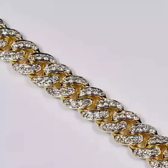 8 Ct Lab Created Diamond Miami Cuban Link Bracelet For Men's In 925 Silver 8.5"