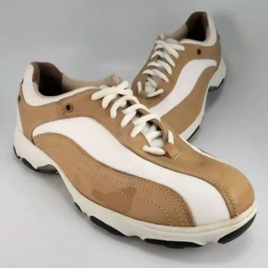 Etonic G-SOK Spikeless Golf Shoes Womens Size 7.5M Brown-White Leather Lace-Ups