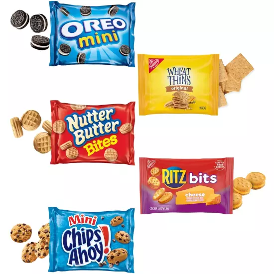 Mini Cookies, Mini CHIPS AHOY! Cookies, RITZ Bits Cheese Crackers, Nutter Butter