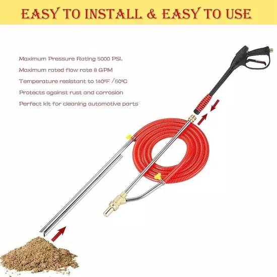 Pressure Washer Wet Sand Blaster Attachment Dustless Abrasive Sandblasting Kit