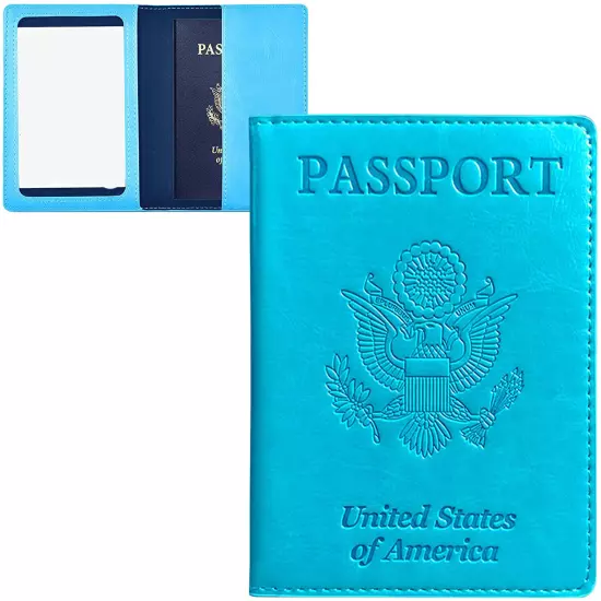 Leather Passport Holder Wallet Blocking Cover Protector For Vaccination Card