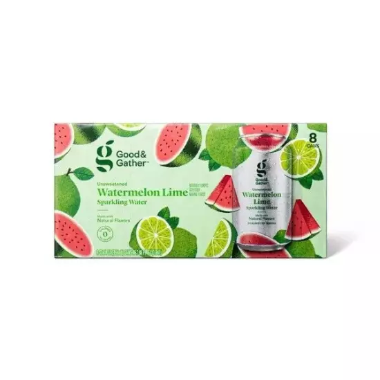 Watermelon Lime Sparkling Water - 8pk/12 fl oz Cans - Good & Gather