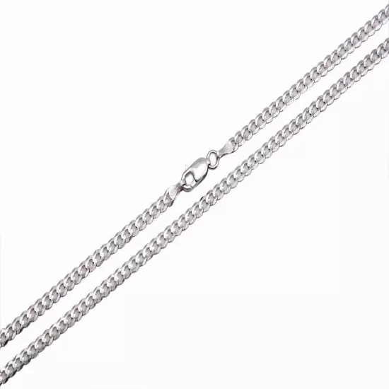 14K Solid White Gold Cuban Link Chain Necklace 2mm-4mm Men's Women Sz 16"-30"