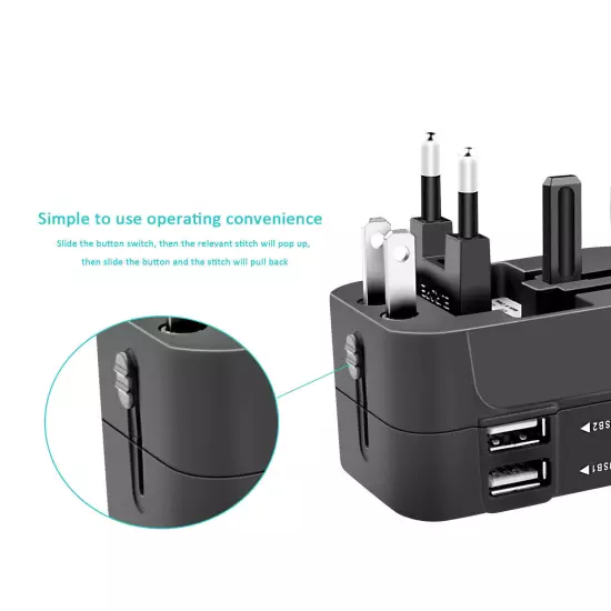 100V-250V 2A 2 USB Charger International Universal World Travel Adapter Plug