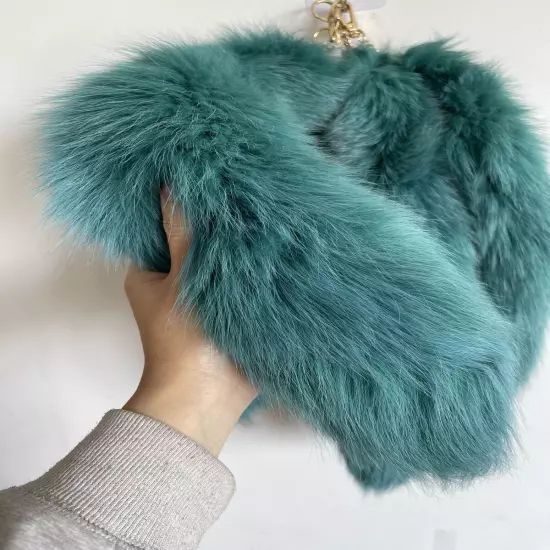 2/5/10 wholesale Dyed Color Real Blue Fox Tail Fur Keyring Pendant Cosplay Toy