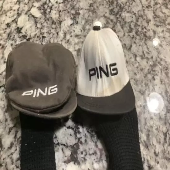 Two vintage ping hat head covers