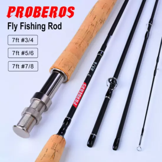 Fly Fishing Rod 7ft 3/4 5/6 7/8WT Graphite Fast Action Fly Rod Trout 4 Piece