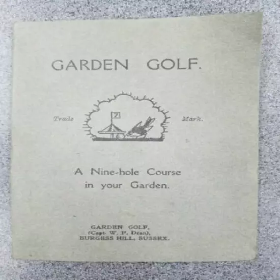 Garden Golf Game by Capt. W.P. Dean, Burgess Hill, Sussex England old Antique