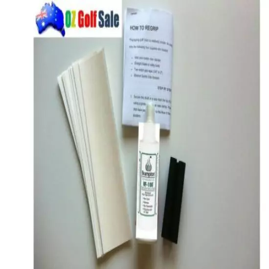 Golf Club Re-Grip ReGrip Kit -Tape Strips, Solvent, Vise Clamp, Instructions