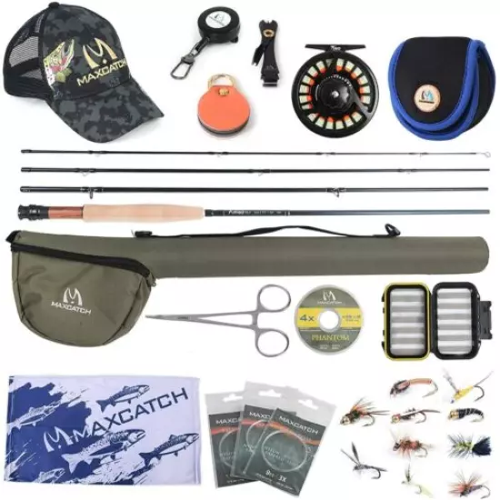 Maxcatch Amigo Fly Fishing Rod and Reel Combo 9FT 4-Piece 4/5/6/7/8wt Complete