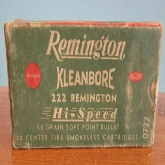 VINTAGE HIGH SPEED 222 REMINGTON KLEANBORE CARTRIDGE SHELLS Box Empty