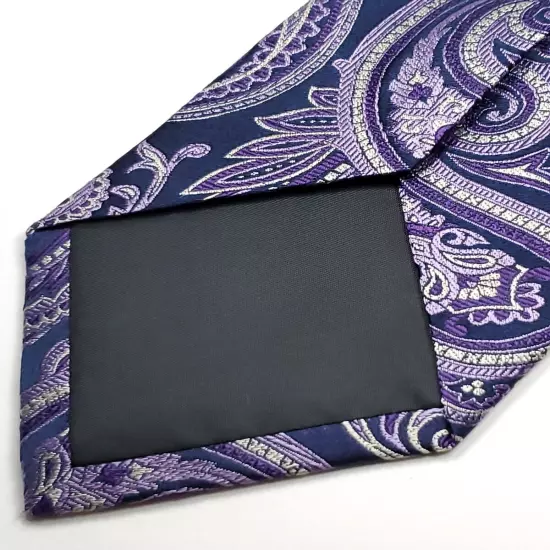 CROFT & BARROW Handmade 100% Silk Tie Men's Navy Blue Purple Paisley Necktie NEW