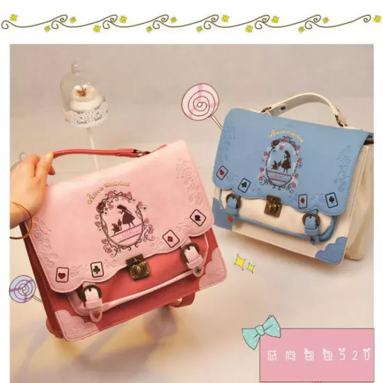 Lolita Alice In Wonderland Messenger Shoulder Bag Backpack Handbag Purse Gift