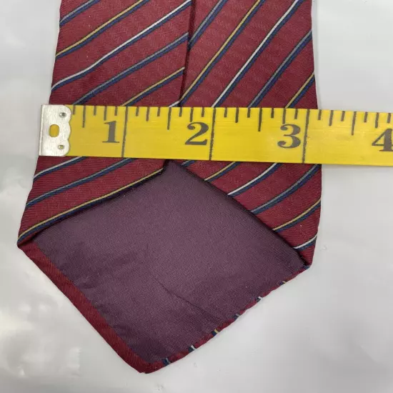 Vintage Lanvin Paris Burgundy Red Blue Repp Regimental Silk Tie Men's 3" x 57"