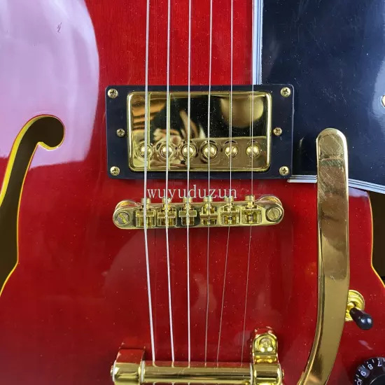 Customized ES335 Semi-hollow Electric Guitar With jazz vibrato Gold hardware