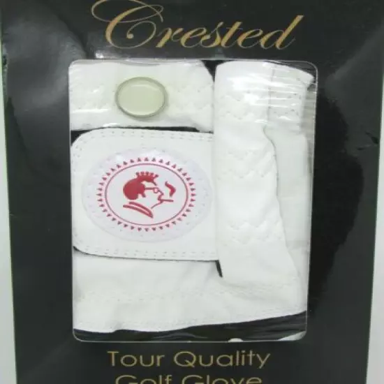 New US GLOVE Crested White Leather Golf Glove, Men's Left Small, Tour Quality