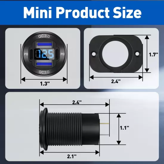 78W Upgraded 4-Port 12V USB Aluminium Outlet - Dual 30W PD and 18W QC USB Car...
