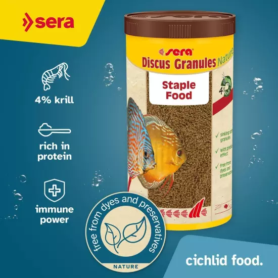 Sera Discus Granulate Nature 1000ml (33,8 fl oz) | Main Feed for All Discus & Or