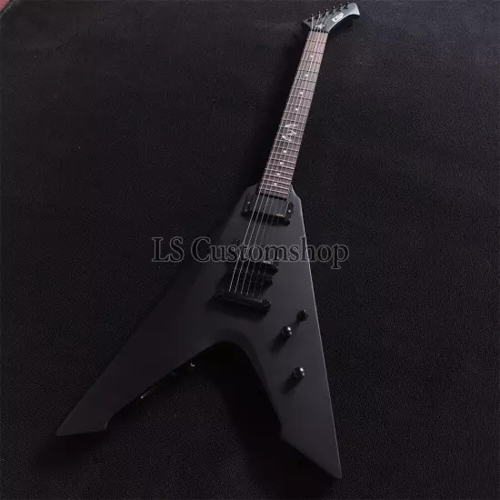 Custom James Hetfield Vulture Electric Guitar Unique V Shape Black Satin Active