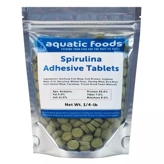 Spirulina Adhesive Tablets for Bottom Feeders, Tropical Fish & More. WL