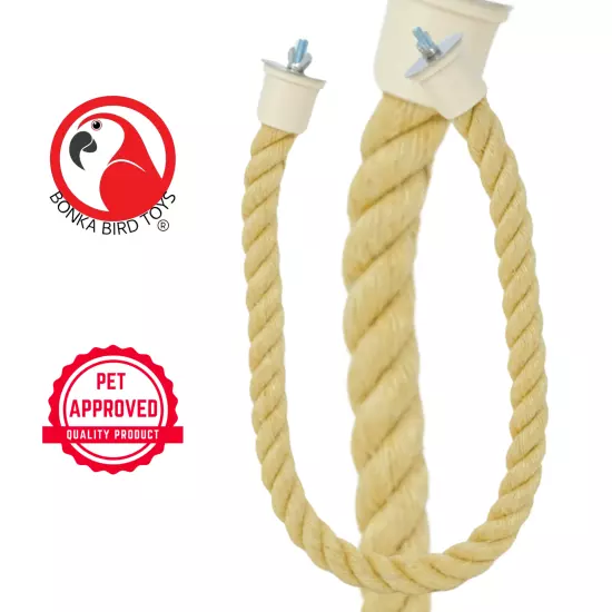 Bonka Bird Toys 2672 Large Sisal Rope Perch Versatile Natural Talon Friendly Pet