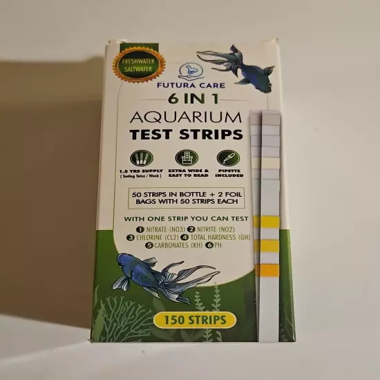 150x 6-in-1 Aquarium Test Strips for Fresh/Salt Water 150 Strips 