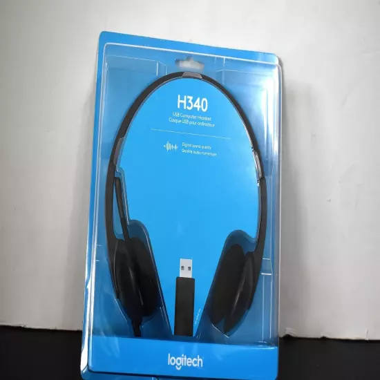 Logitech H340 USB Wired Noise-Cancelling Binaural Boom Headset NEW