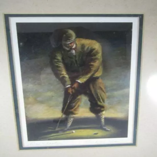 Vintage Art Print Signed Michael Downs- Golf- Golfing- Golfer- One Footer ~13.75