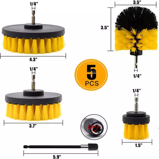 5pcs Drill Brush Power Scrubber Cleaning Brush Extended Long Attachment Set