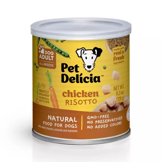 Pet Delicia Natural Dog Food 11.3oz 320g Can Chicken Risotto