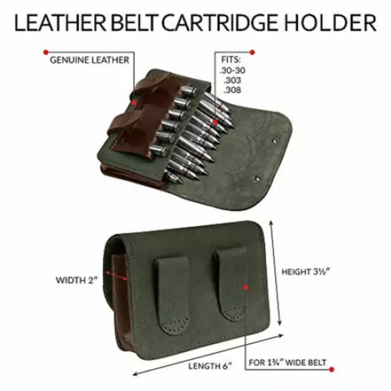 Premium Quality 100% Leather Rifle Cartridge Holder Pouch Belt Ammo 30 Shells.