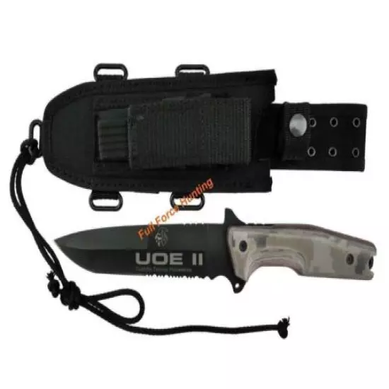 J&V Adventure Knives UOE II Tactical Survival Knife Full Tang Black Fixed Blade