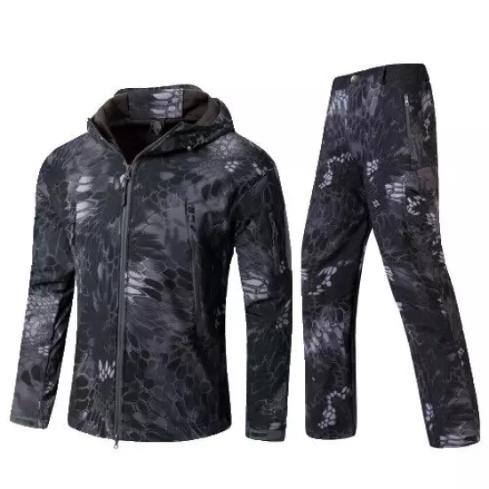 Men Hoodie Hooded Jacket Coat Outwear Pants Outdoor Sports Military Long Sleeve