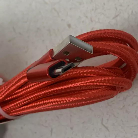 NEW 10ft Data Quick Charge Cord USB to Micro Red Braided Cable Smartphone