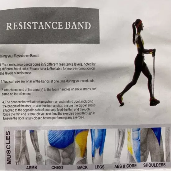 Resistance Bands 11 PCS Set Yoga Pilates Abs Exercise Fitness Tube 50% Discount