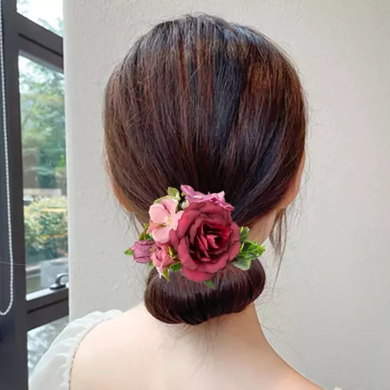 Bridal Boho Rose Flower Hair Comb Clip Hairpin Wedding Party Hair Accessories□