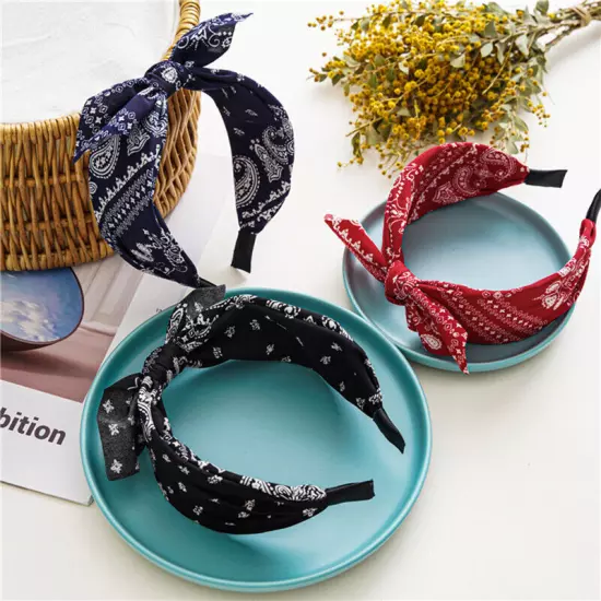 Women Headband Boho Floral Alice Band Fashion Twist Knot Headbands Soft Hairband