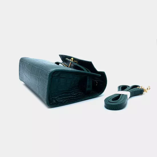 MINI PADLOCK CLUTCH CROSS BAG - CROCO / EPSOM ~ [made in Korea] Genuine Leather 