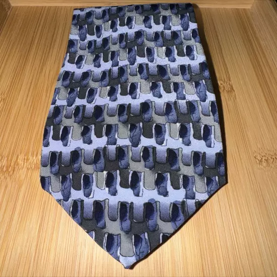 J Garcia Bathers Collection 15 Blue Abstract Silk Tie - 58L 4.0W