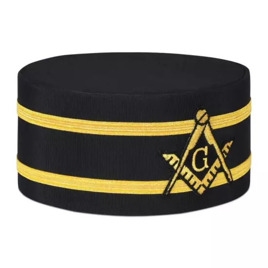 Master Mason Blue Lodge Crown Cap - Black With Double Braid