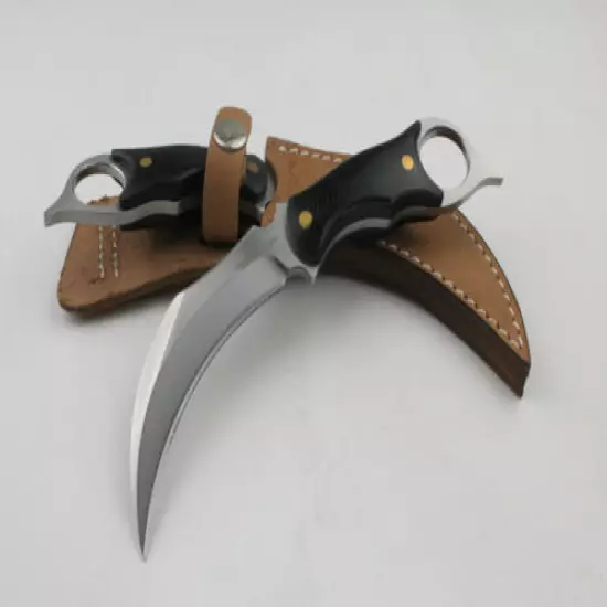 New CNC 440 Blade Micarta HandleFull Tang Karambit Claw Hunting Claw Knife C13