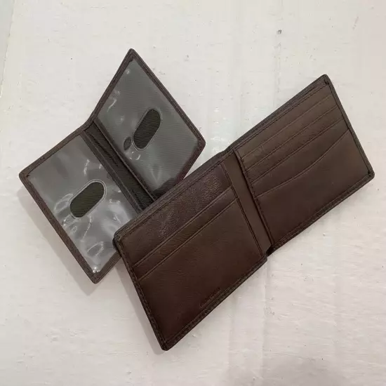 Brown Leather Men's Bifold Billfold with removable Card Wallet