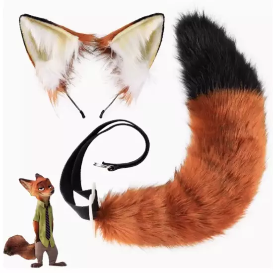 Zootopia Nick·Wilde Simulated Fox Ears Fox Tail Cosplay Anime Costume Prop