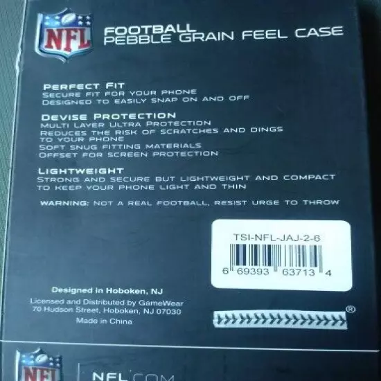 NWT NFL Jacksonville Jaguars Football Pebble Grain iPhone Iph 7/6S Blue Case