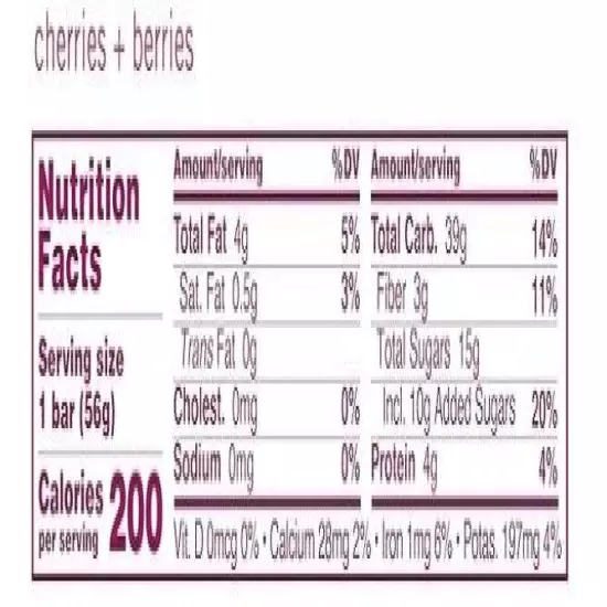 GoMacro Cherries and Berries Snack Bar 2 oz Case of 12 organic kosher