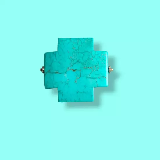 Turquoise Dyed Howlite Maltese Cross Bolo Tie Slide