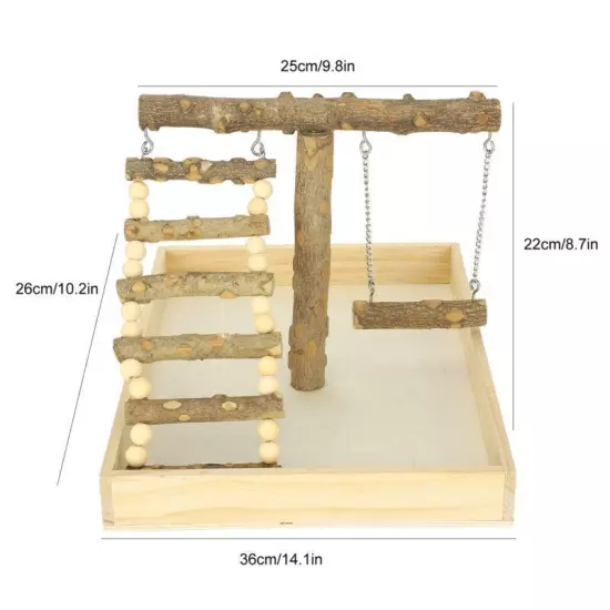 Natural Wood Bird Perch Stand Play Training Rack for Small Birds Activities