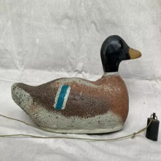 Vintage 16" Cork Duck Decoy with cord and weight